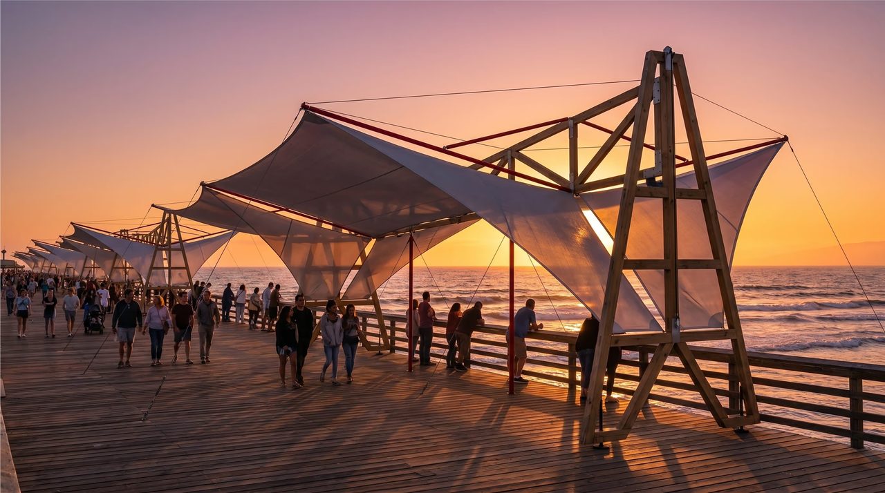 Carpa modular para paseos marítimos